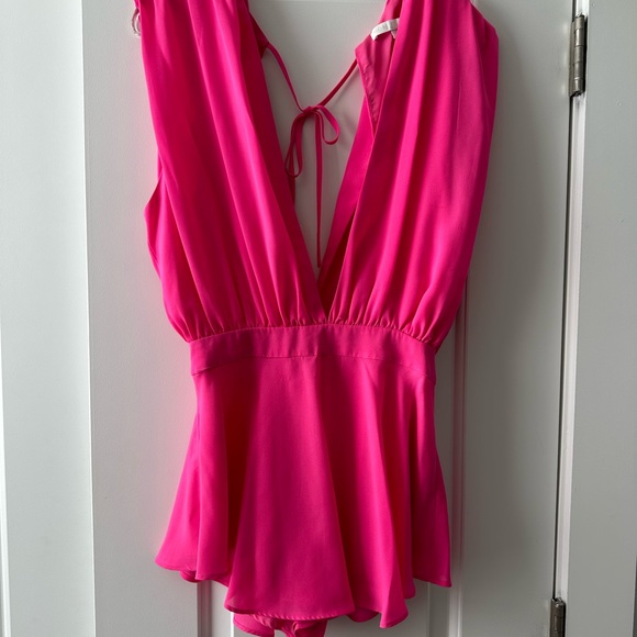 REVOLVE Hot Pink Plunge Neck Romper - MORE TO COME - - Picture 6 of 7
